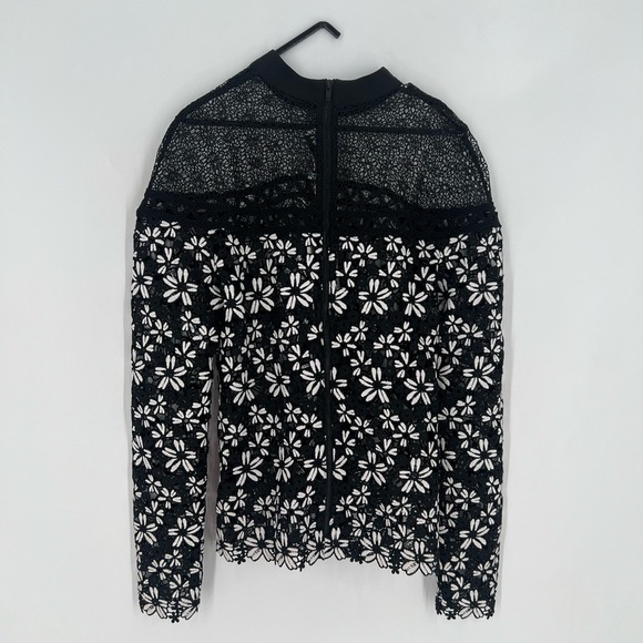 Self-Portrait Antoinette Guipure Mixed Floral Lace Sheer Top Romantic Blouse - Picture 6 of 9
